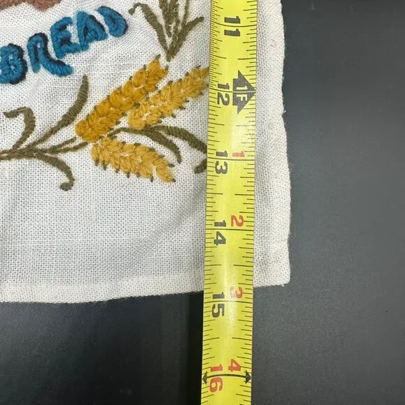 Crewel Embroidered Wall Hanging Hand Towel Give Us This Day Our Daily Bread - Picture 4 of 5